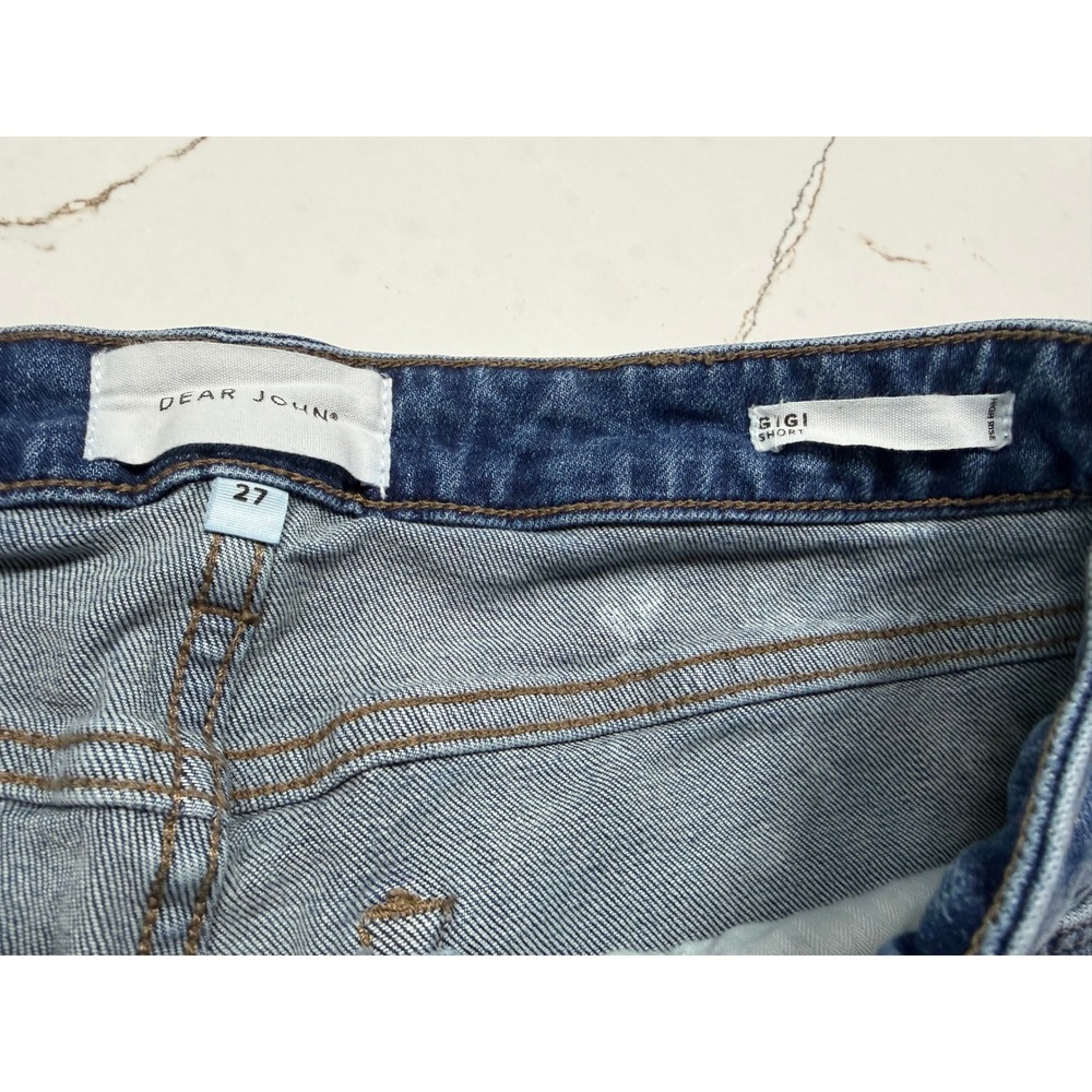 Dear John Gigi High Rise Denim Shorts Surfliner Paint Splatter Blue Size 27 - Picture 3 of 7